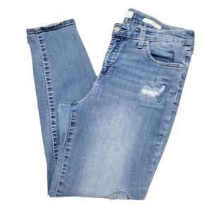 Vintage America Blues Boho Skinny Ankle Jeans Womens Size 12R Distressed Stretch